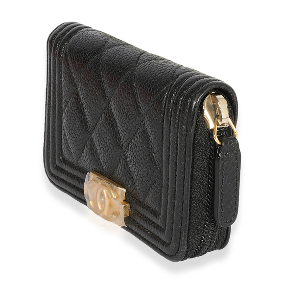 Chanel Black Quilted Caviar Zip-Around Boy Coin Purse - Picture 4 of 7